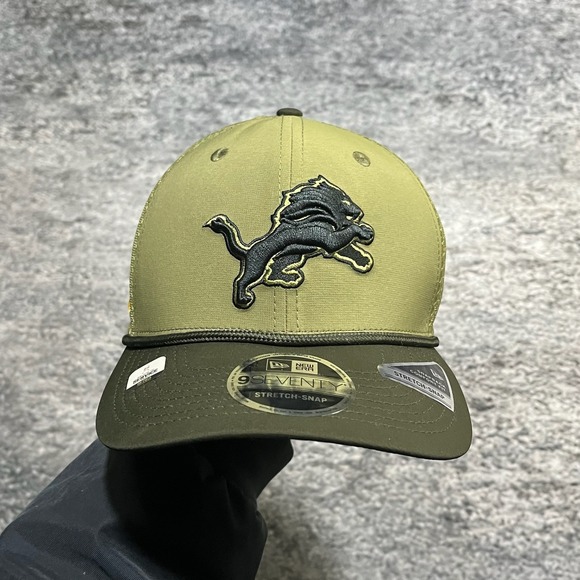 NWT New Era 9Seventy Detroit Lions Salute To Service Snapback Hat Green NFL Cap